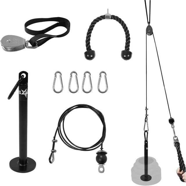 Yes4All Pulley System With Loading Pin + Deluxe Tricep Rope Pull Down Attachment
