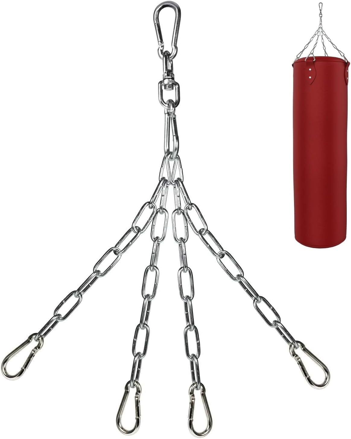 Yes4All Punching Bag Hanger, Stainless Steel Swivel Chain with 4 Snap Hooks  for Heavy Bag, Gym Swing, Trapeze, and Hammock 