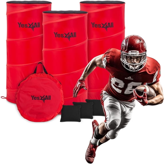 Yes4All Red Pop Up Defender, 3-Pack Basketball Youth Training Equipment, Portable Football Soccer Basketball Drill Defender