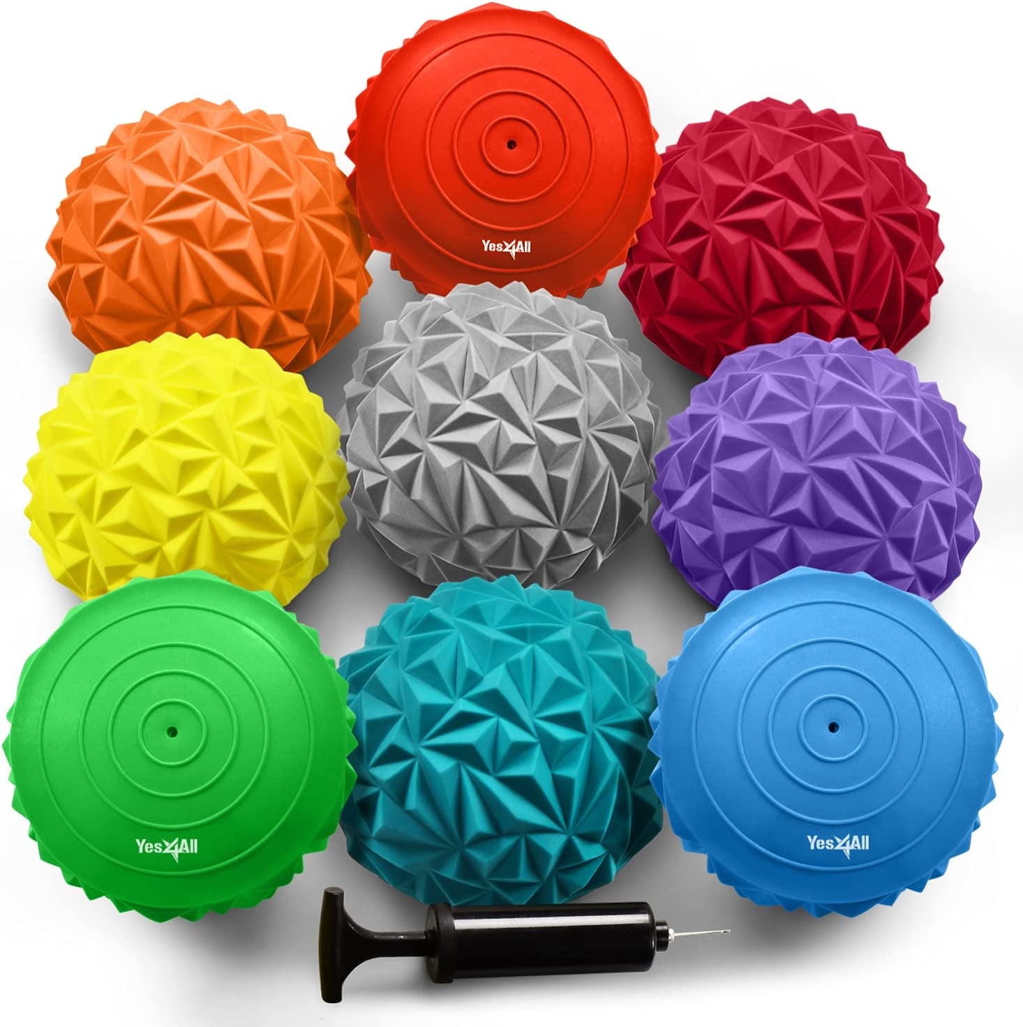 Yes4All Rocky Balance Pods and Balance Disc for Children and Adults - Set 9 pods