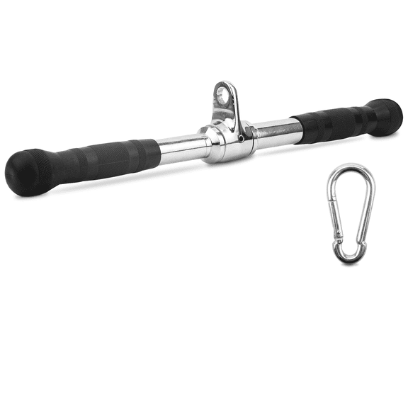 Yes4All Rubber Straight Rotating Bar LAT Cable Attachment, Tricep Press Down Bar, Cable Machine Attachment for Home Gym
