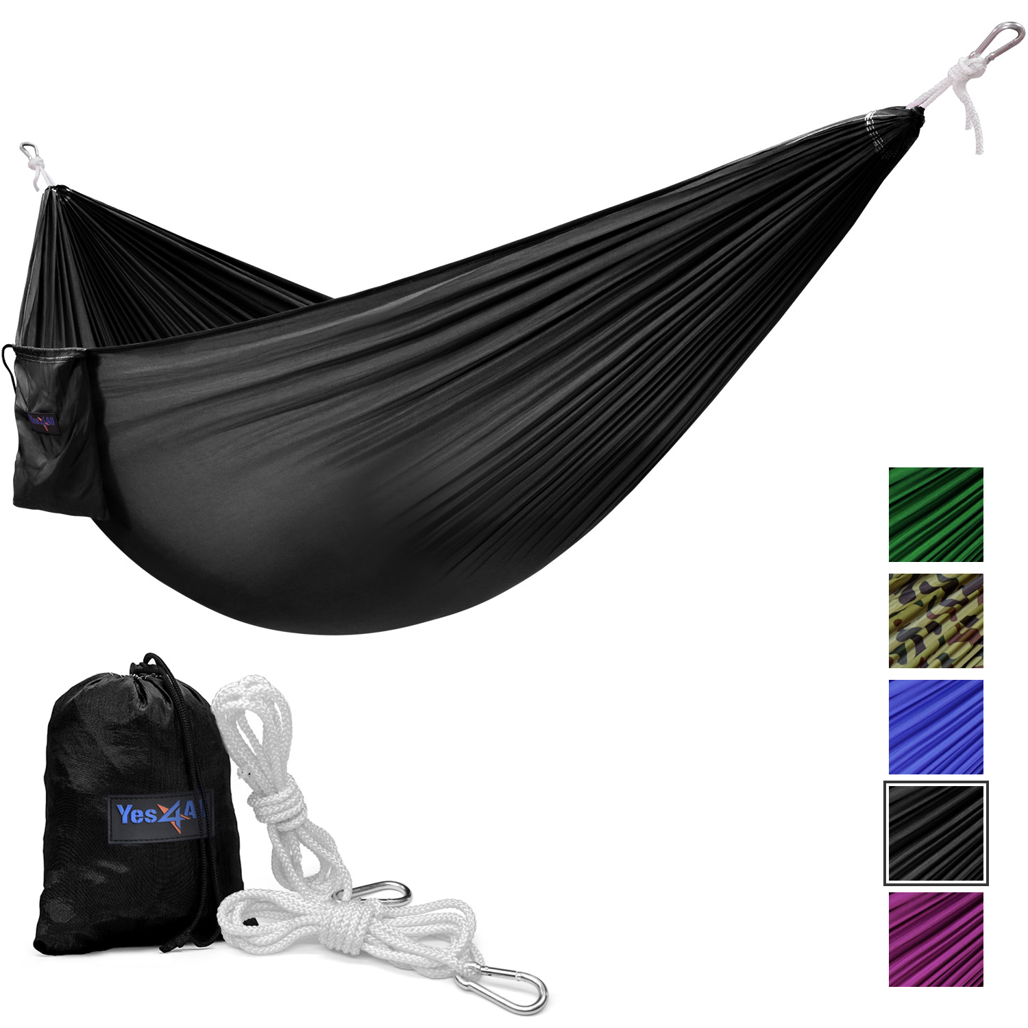 Yes4All Single Lightweight Camping Hammock with Carry Bag (Black) - image 1 of 5