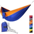 thumbnail image 1 of Yes4All Single Lightweight Camping Hammock with Carry Bag (Blue/Orange), 1 of 5