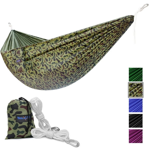 Yes4All Single Lightweight Camping Hammock with Carry Bag (Camo)