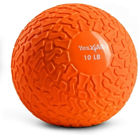 Yes4All Slam Ball, PVC Sand Filled Medicine Ball, 10-40lbs Weight Ball - Tread Orange 10LBS