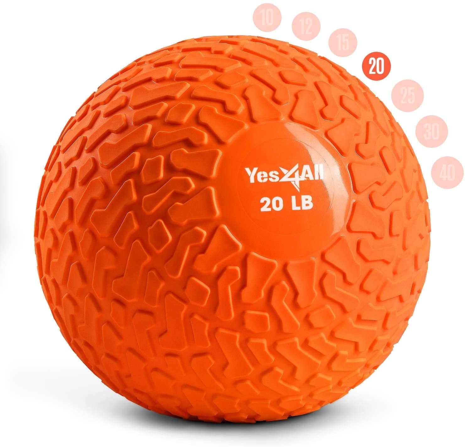 Yes4All Slam Ball, PVC Sand Filled Medicine Ball, 10-40lbs Weight