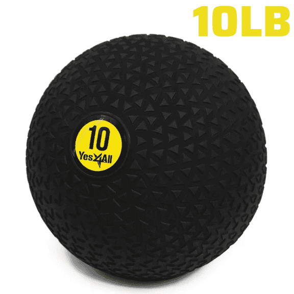 Yes4All Slam Ball, No-Bounce Ball for Exercise, Cross Training and Core Strength Workout 10lbs - Triangle Black