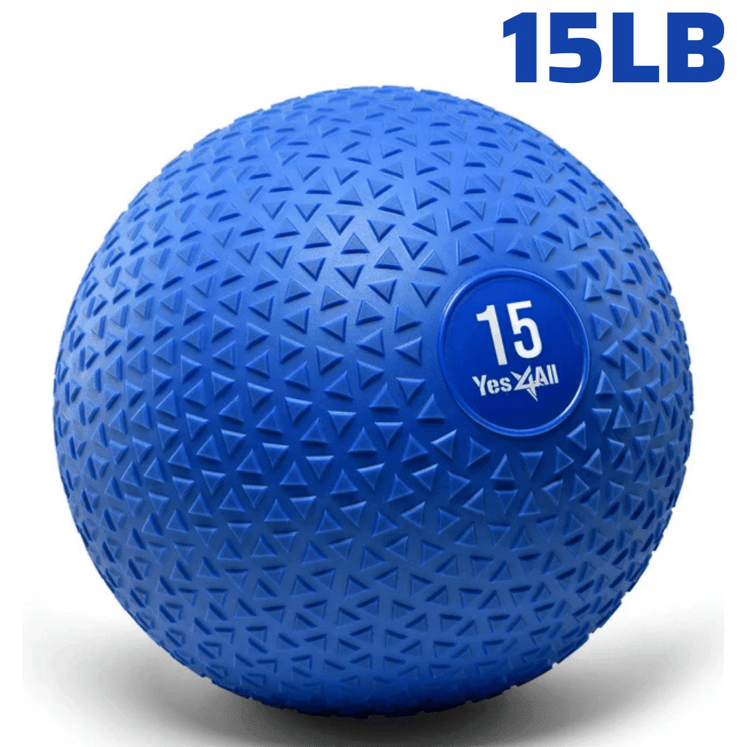 Yes4All Slam Ball, PVC Sand Filled Medicine Ball, 10-40lbs Weight Ball - Triangle Blue 15LBS