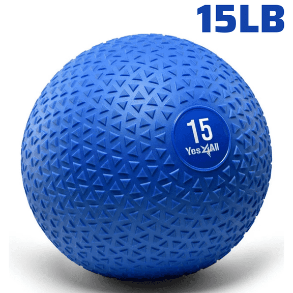 Yes4All Slam Ball, PVC Sand Filled Medicine Ball, 10-40lbs Weight Ball - Triangle Blue 15LBS