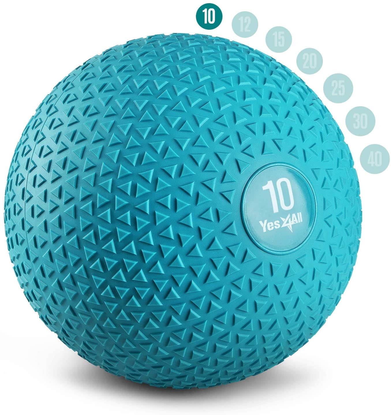Yes4All Slam Ball, PVC Sand Filled Medicine Ball, 10-40lbs Weight Ball - Triangle Teal 10LBS