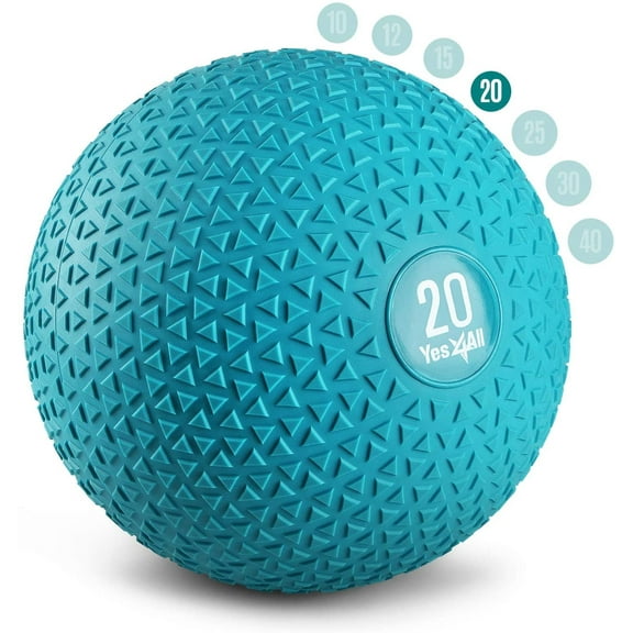 Yes4All Slam Ball, PVC Sand Filled Medicine Ball, 10-40lbs Weight Ball - Triangle Teal 20LBS