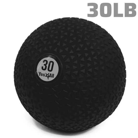 Yes4All Slam Fitness Exercise Ball, PVC Sand Filled Medicine Ball, 10-40lbs Weight Ball - Triangle Black 30LBS