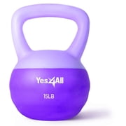 Yes4All Soft Kettlebell, Color-Coded Gentle Hand Weight for Women, 15 lbs, Purple