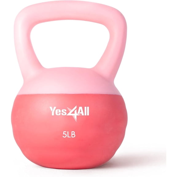Yes4All Soft Kettlebell, PVC Kettlebells Exercise Weights & Color-Coded Strength Training Soft Kettlebells, Soft & Gentle Hand Weights for Women at Home 15 lbs - Purple