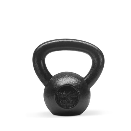 Yes4All Solid Cast Iron Kettlebell 5, 10, 15, 20, 25, 30, 35, 40, 45, 50, 55, 60 lb, Classic Black, 15 lb