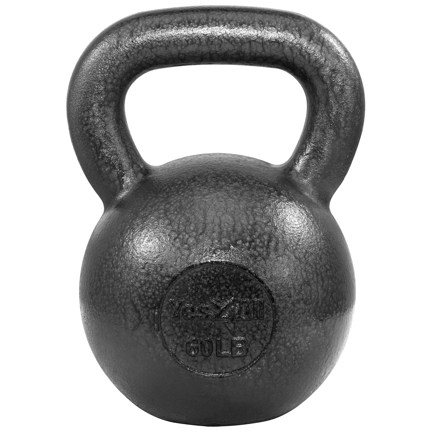 Yes4All Solid Cast Iron Kettlebell - 60 lb Kettlebell Weights (Grey)