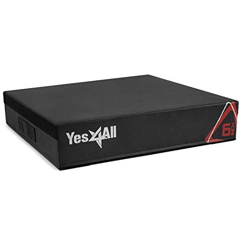 Yes4All Stackable Soft Plyo Box, Adjustable Plyometric Jump Box for Plyometric Exercises, HIIT, Conditioning - Black - 6"