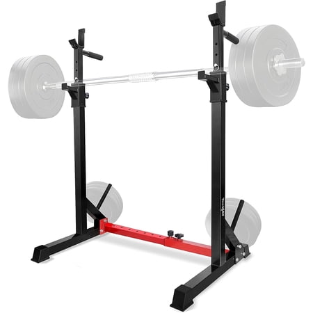Yes4All Standard Adjustable Barbell Squat Rack, Red Color