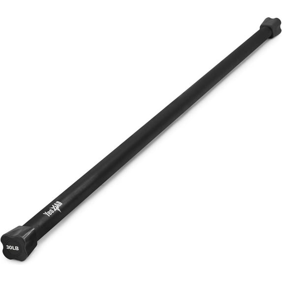 Yes4All Total Body Workout Weighted Bar, Weighted Workout Bar, Body Bar For Exercise, Therapy, Aerobics, and Yoga, Strength Training - 30 Lbs.