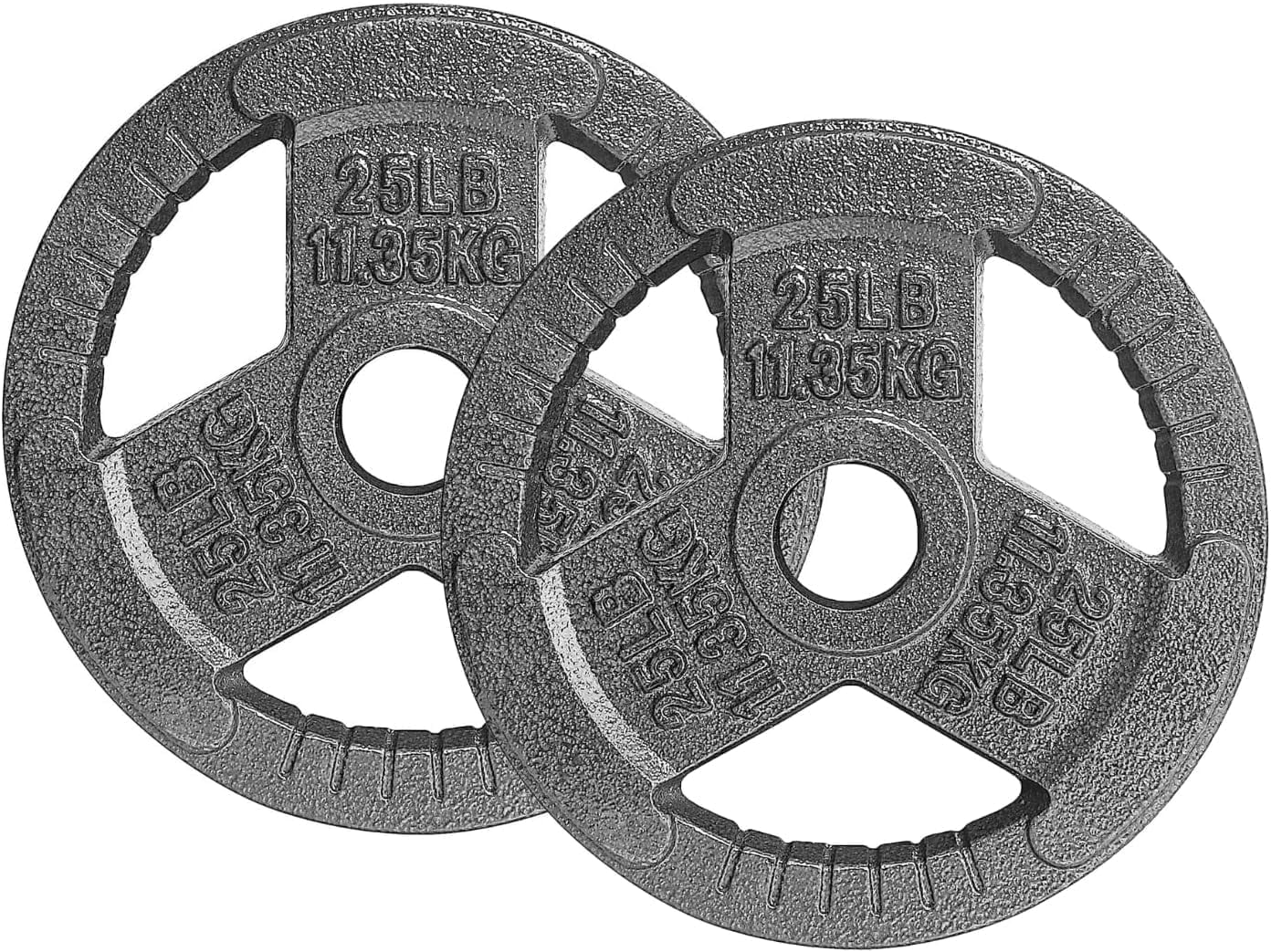 Yes4All Tri Grip Cast Iron Olympic Weight Plates, 25 lbs