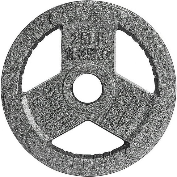 Yes4All Tri-Grip Handles Olympic Weight Plates/Cast Iron Weight Plates, Suitable for Barbell Exercises, Strength, Flexibility Training - 25LB (Single)