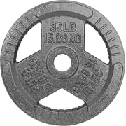 Yes4All Tri-Grip Handles Olympic Weight Plates/Cast Iron Weight Plates, Suitable for Barbell Exercises, Strength, Flexibility Training - 35LB (Single)