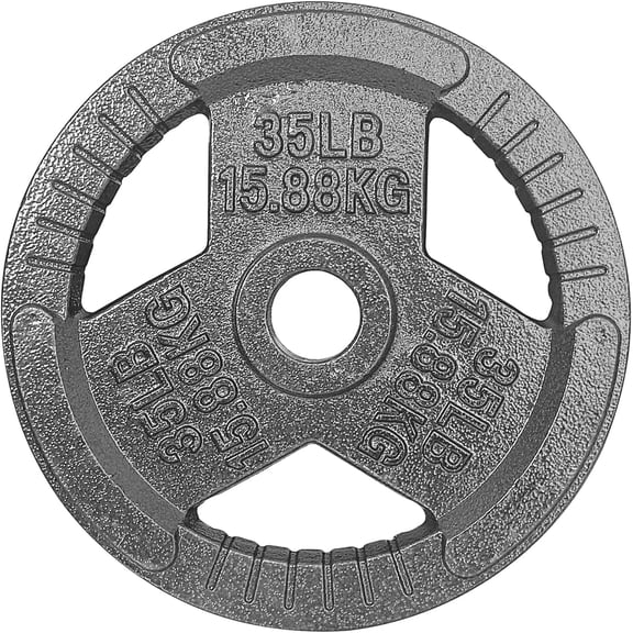 Yes4All Tri-Grip Handles Olympic Weight Plates/Cast Iron Weight Plates, Suitable for Barbell Exercises, Strength, Flexibility Training - 35LB (Single)