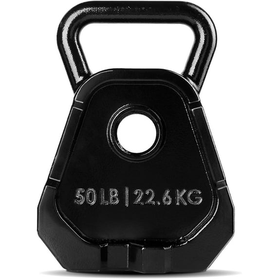 Yes4All Upgraded Bell Plate, Olympic Weight Plate & Kettlebell Combination, Multifunctional Kettlebell Plate Set for Advanced Training 50Lbs Single
