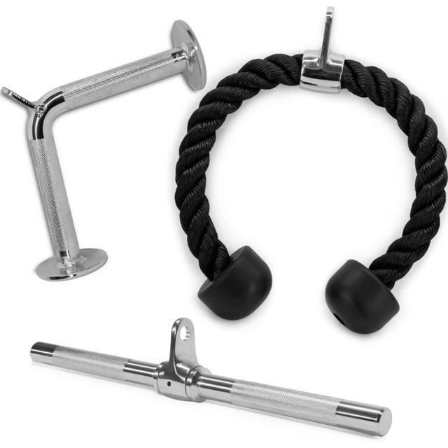 Yes4All V-shaped Bar + Tricep Rope + Rotating Bar Cable Attachment Combo