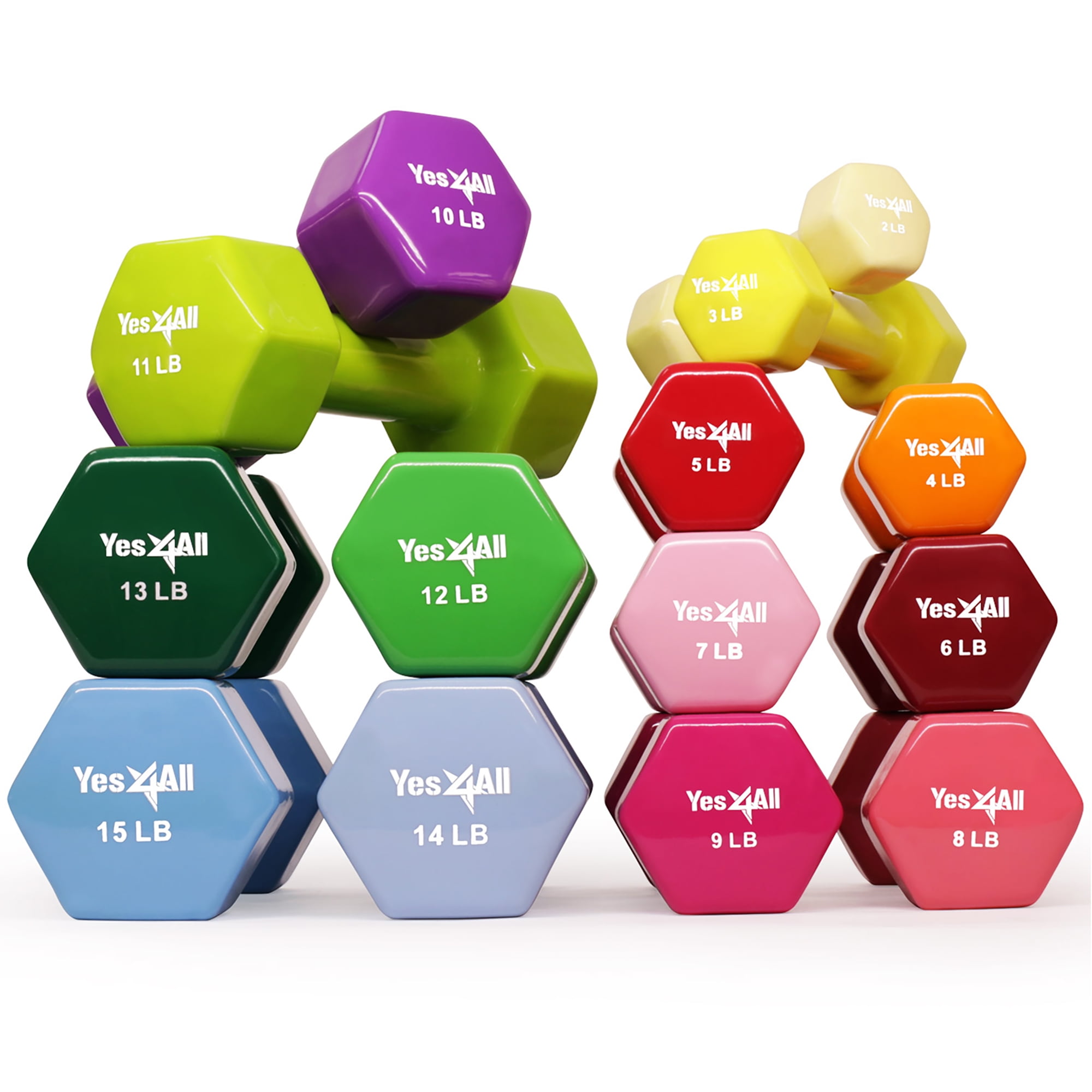 Yes4All Vinyl Coated Dumbbells PVC Hand Weights for Total Body