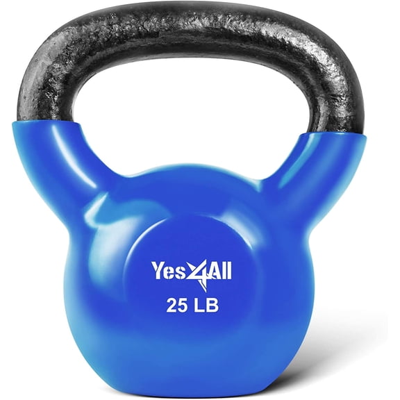 Yes4All Vinyl Coated Kettlebell Great for Full Body Workout, 25 Lbs.