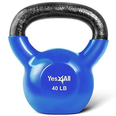 Yes4All Vinyl Coated Kettlebell Great for Full Body Workout, 40 Lbs.