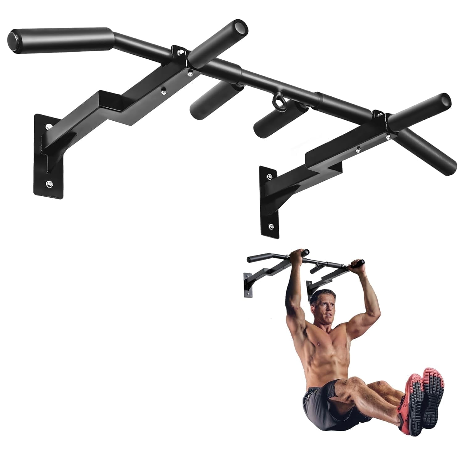 Yes4All Wall Mounted Pull Up Bar, Steel 16 & 24 in