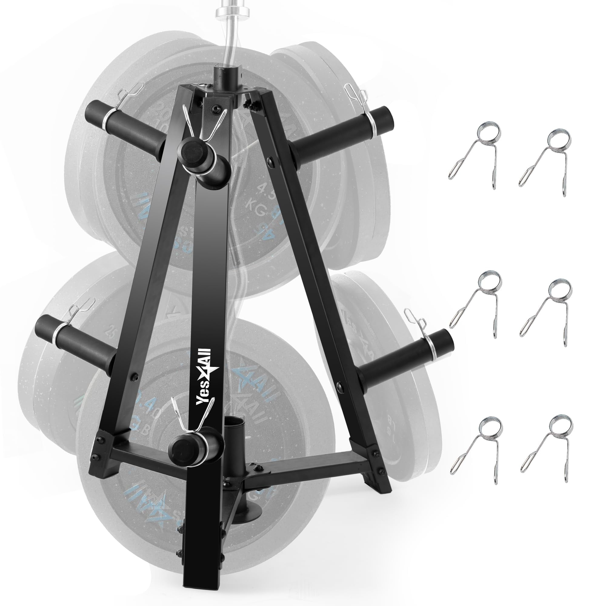 Yes4All Weight Rack, 1 & 2-Inch Plate Bumper Plate Rack, 350 lbs Capacity Barbell Weight Rack for Home Gym Training