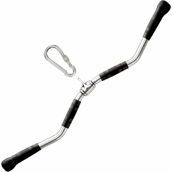 Yes4All Wide Grip LAT Pull Down Bar Attachments with Rubber Handles/Curl LAT Pulldown Attachment for Gym Equipment, Press Down Bar/Cable Attachment Rubber Handgrips
