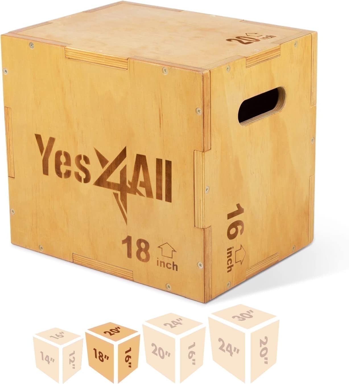 良品　Yes4All　 ウッドコアソフトプライオボックス　16×20×24インチ Yes4All 3 in 1 Plyo Box - 450lbs Capacity for Home Gym, Outdoor