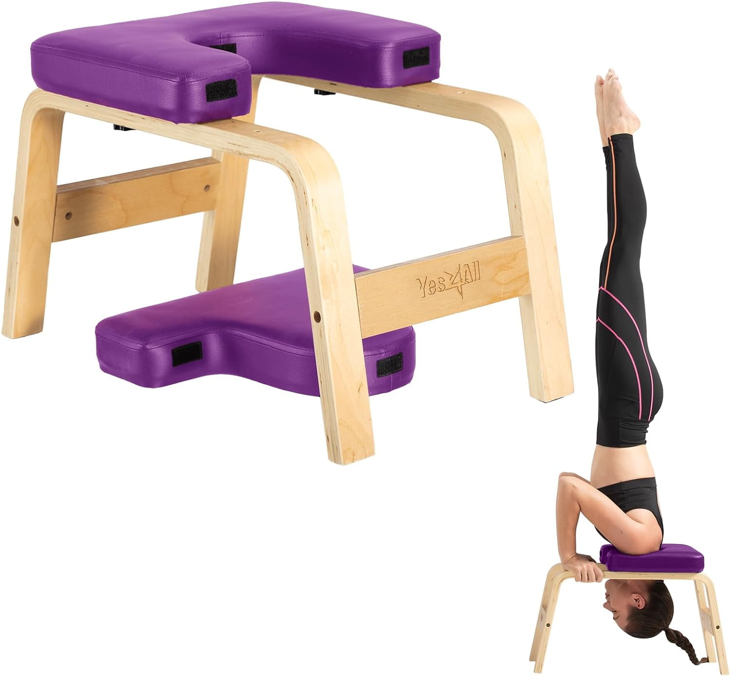 Girl doing fit exercises on pilates yoga shoulder stand chair Inversion  Stock Photo