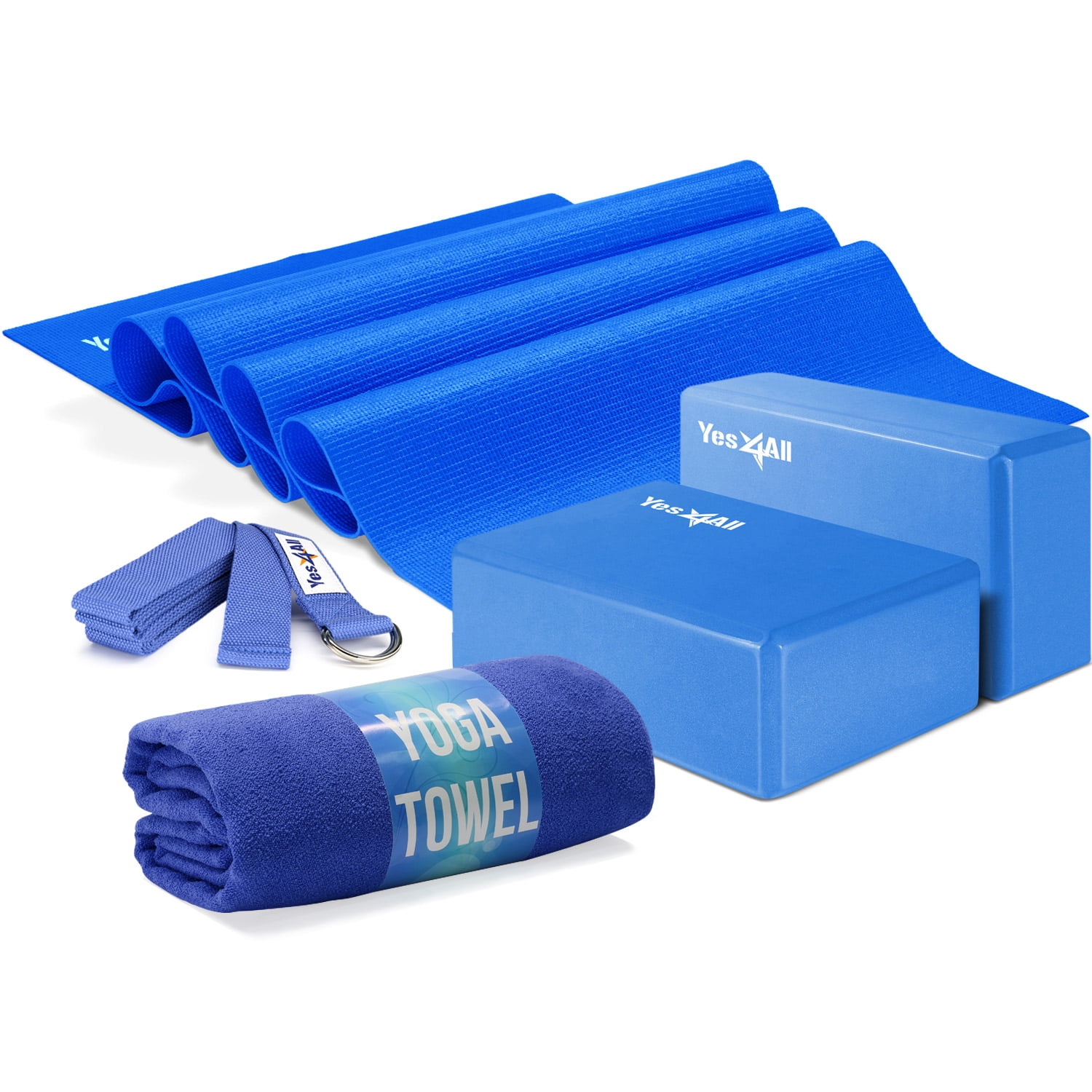 Yes4All Yoga Starter Kit, Includes PVC Exercise Yoga Mat, 2 Yoga