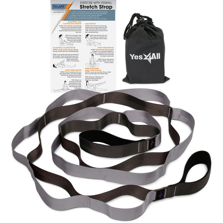 Yes4All Yoga Stretch Strap with Loops – Stretch Out Strap / Exercise Yoga  Strap for Stretching, Flexibility & Physical Therapy (12 Loops, Gray and  Black) 