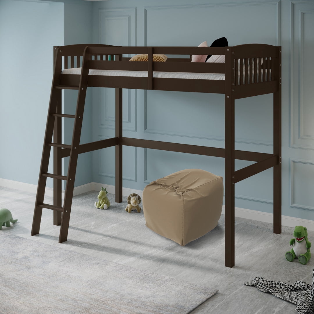 Yes4Wood Everest Cappuccino High Loft Bed with Storage, Space Saver ...