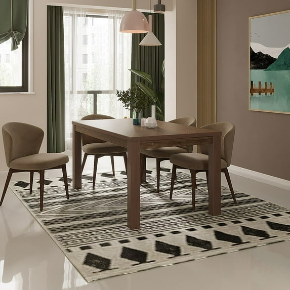 Yes4wood 63 Inches Solid Wood Dining Table for 6, Small Kitchen Table, Dinner Table Breakfast Table