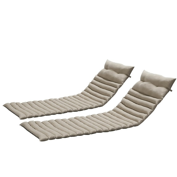 YesFashion 2PCS Outdoor Lounge Chair Cushion Highly Resilient Sponge Seat Cushion Chaise Lounge Replacement Cushion with Accessory Bag for Patio Funiture