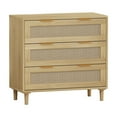 thumbnail image 1 of YesFashion 3 Drawer Dresser,Kitchen Storage Cabinet with 3 Deep Rattan Drawers,Iron Handle Buffet Cabinet for Living Room,Dining Room,Hallway,Bedroom, 1 of 8