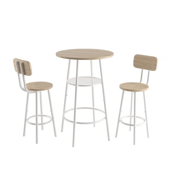 YesFashion 3pcs/set Bar Dining Table And Chairs Set with Backrest And Partition 2pcs 12 x 35.5in. Stools with 1pc 24 x 35.5in. Table for Home, Kitchen Dining Room 2 People