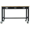 thumbnail image 1 of YesFashion 60" Workbench Wide Rolling Workbenches Adjustable Height, Workshop Tool Bench, Metal with Rubber Wood Top Work Station for Garage Indoor Office, 1 of 7