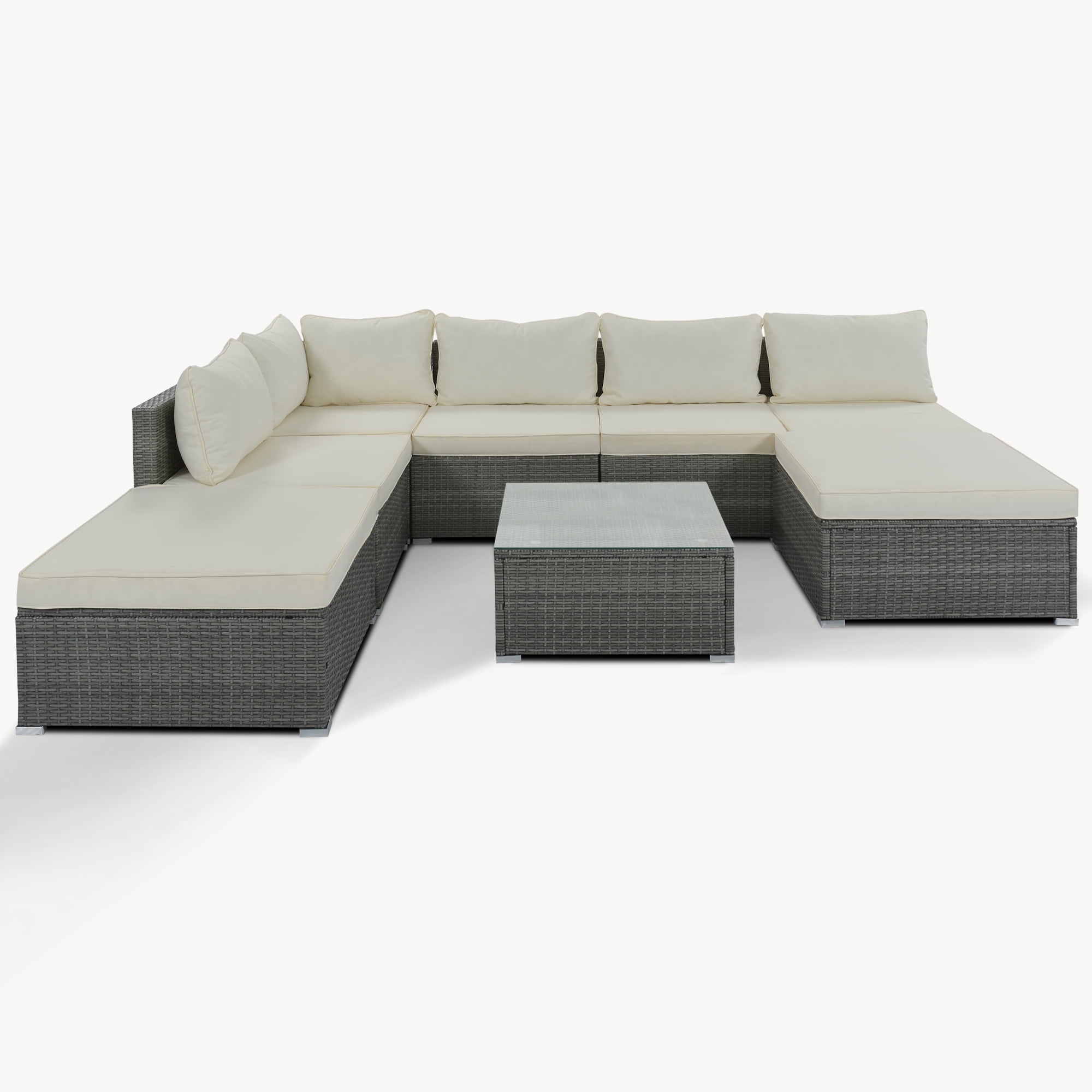 8 Pieces Outdoor Patio Sectional Sofa Couch
