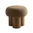 thumbnail image 1 of YesFashion Broadcloth Pleat Mushroom Stool, Mushroom Stool Ottoman Footstool Lamb Wool Seat Bedroom Bench Shoe End Of Bed Bench, Barrel PVC Pipe with Walnut Veneer, 1 of 6