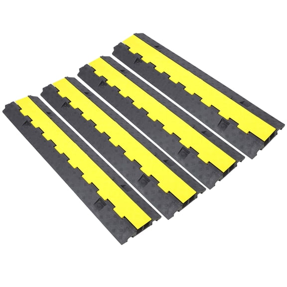 YesFashion Cable Protector Ramp, 2 Channels Speed Bump Hump, 11000 LBS Load Capacity, Waterproof, Wear-resistant Rubber Traffic Speed Bumps Cable Protector