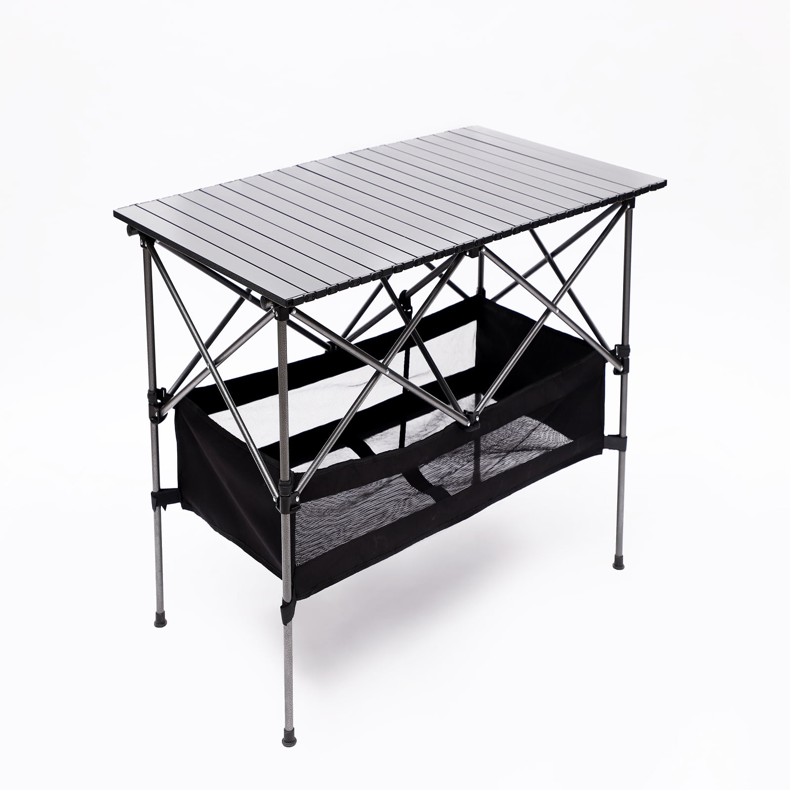 YesFashion Folding Camping Table, Aluminum Rollup Table with Easy