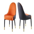 thumbnail image 1 of YesFashion Modern Dining Chair Set Of 2, Armrest Leather Upholstered Accent Dining Chair with Plastic Tube Plug for Kitchen Dining Room Living Room Apartment, 1 of 7
